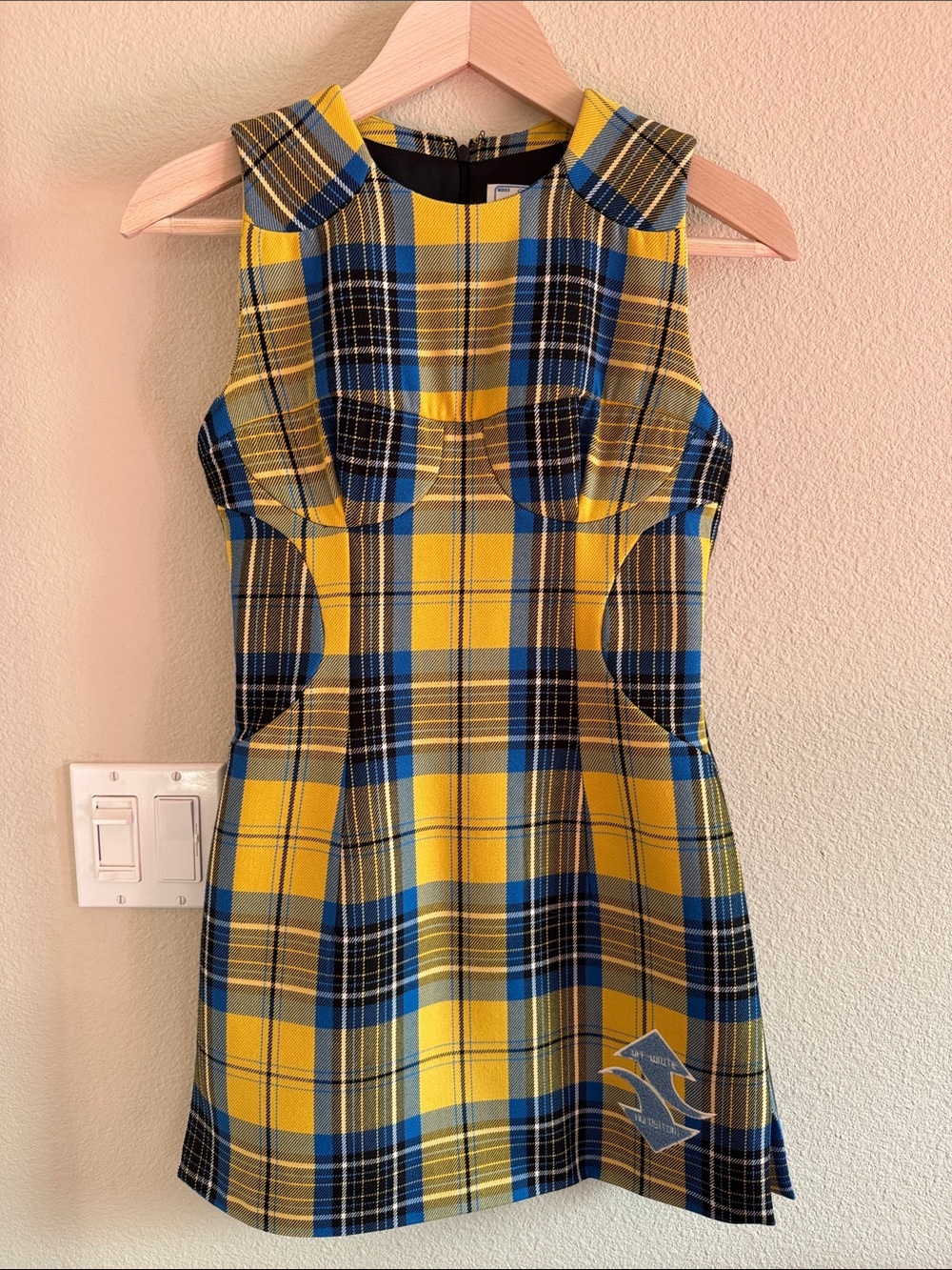 Off-White Check Bullet Wool Minidress sz 40 / XS / Small - Picture 4 of 13